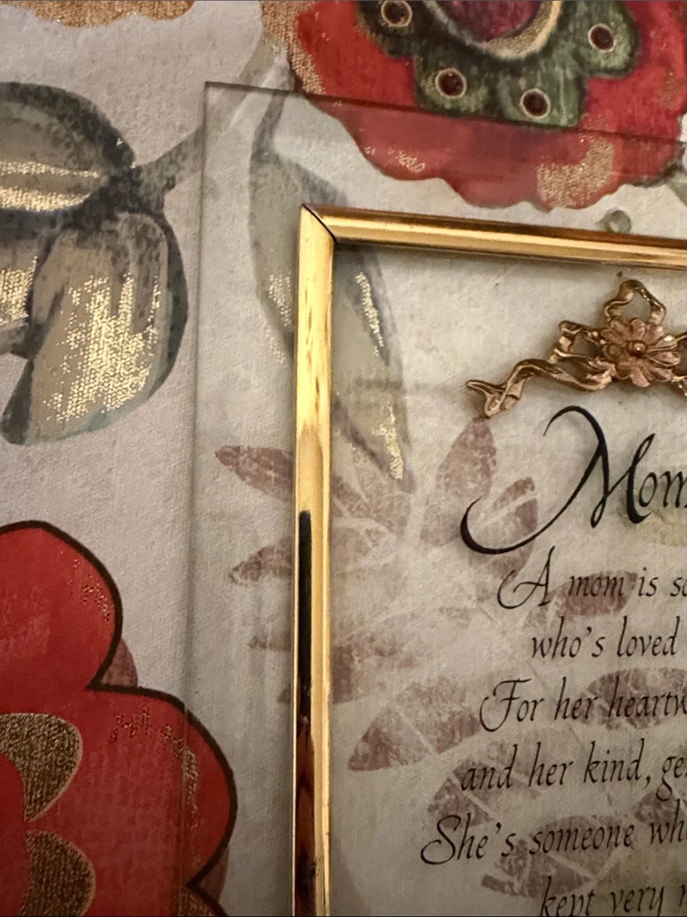 Gold Mom Sentiment Framed Wall Glass Art